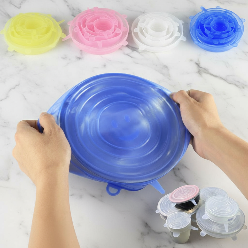 シリコン鮮度保持カバー多機能ボウルカバーシリコン蓋6ピースセット鮮度保持カバー冷蔵庫電子レンジ密閉プラスチックラップ