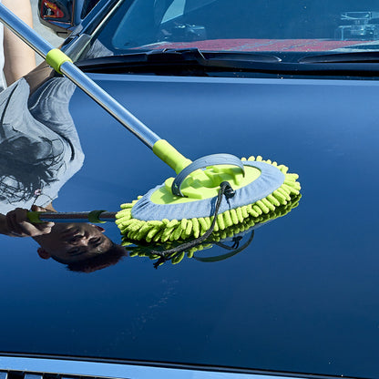 🚗🧼 3段伸縮式カーウォッシュモップ｜新型・乾湿両用・フラットモップ・車用クリーニングツール “手が届かない場所まで、ラクにキレイに。” 車の天井・フロントガラス・ボンネットまで しっかり洗える 3段伸縮式カーウォッシュモップ。 乾拭きも水拭きもできる万能ツールです。