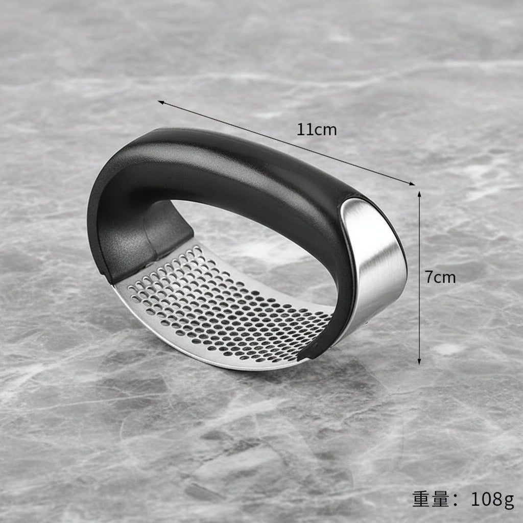 新型円形ガーリックプレス｜手動にんにくつぶし器・多用途アーク型キッチンミニミル