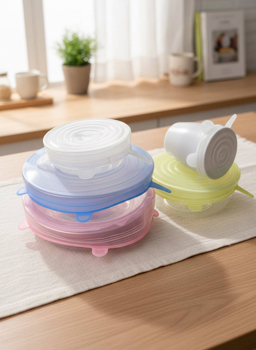 シリコン鮮度保持カバー多機能ボウルカバーシリコン蓋6ピースセット鮮度保持カバー冷蔵庫電子レンジ密閉プラスチックラップ