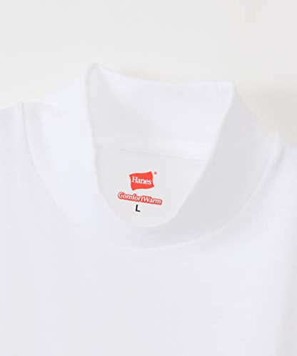 Hanes HM4-Q507A Men's Long T-Shirt, Warm Inner, Cold Protection, Thick Inner High Neck Shirt, Long Sleeve, Warm, 100% Cotton, Long Sleeve Shirt