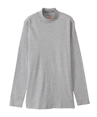 Hanes HM4-Q507A Men's Long T-Shirt, Warm Inner, Cold Protection, Thick Inner High Neck Shirt, Long Sleeve, Warm, 100% Cotton, Long Sleeve Shirt