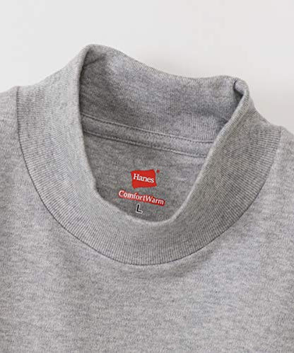 Hanes HM4-Q507A Men's Long T-Shirt, Warm Inner, Cold Protection, Thick Inner High Neck Shirt, Long Sleeve, Warm, 100% Cotton, Long Sleeve Shirt