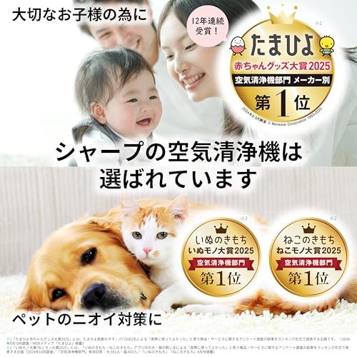 Sharp Air Purifier KC-S50W-W Plasmacluster 7000 Humidification Levitating Virus Pollen Air Purification Recommended Number of Tatami 13 Tatami Amount 16.9 fl oz (500 ml) / h (Amazon.co.jp Limited)