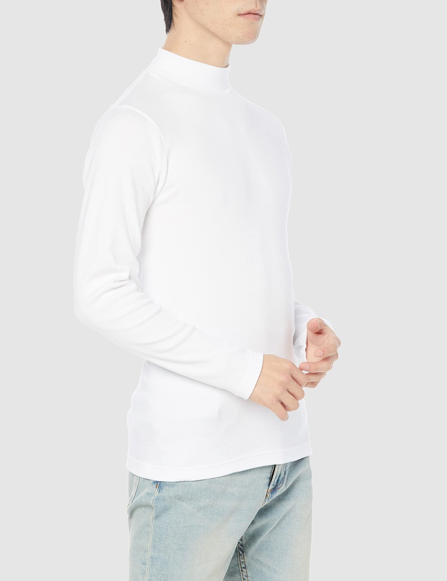 Hanes HM4-Q507A Men's Long T-Shirt, Warm Inner, Cold Protection, Thick Inner High Neck Shirt, Long Sleeve, Warm, 100% Cotton, Long Sleeve Shirt