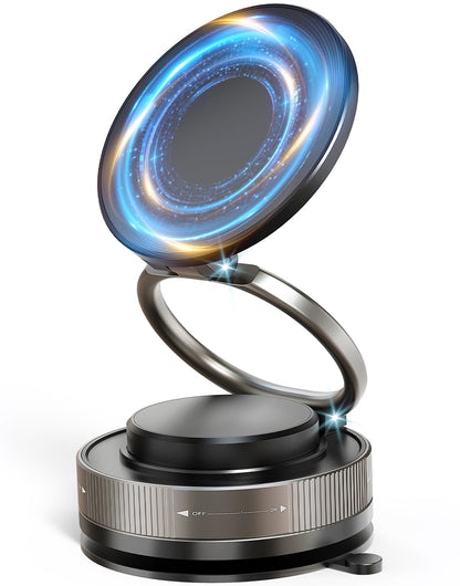 Smartphone Holder, Car Magnet, 2025 Magsafe Holder, 360° Adjustable, Vacuum Suction Cup + Super Strong Magnetic Force, N55 Magnet, Car Accessories, Premium Alloy Material, Car Use, One-Handed