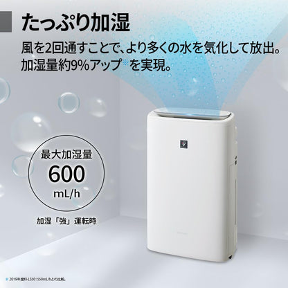 Sharp Air Purifier KC-S50W-W Plasmacluster 7000 Humidification Levitating Virus Pollen Air Purification Recommended Number of Tatami 13 Tatami Amount 16.9 fl oz (500 ml) / h (Amazon.co.jp Limited)