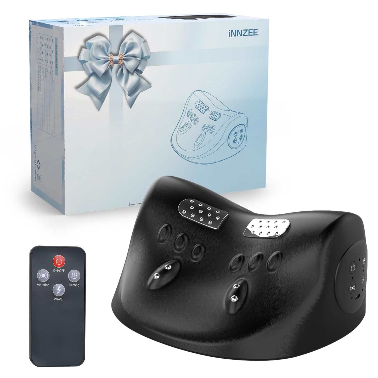 iNZEE Multifunctional Neck Shoulder Pillow, Relaxing (Heat, Vibration, EMS), 3 in 1, Super Function, 3 Levels of Intensity Adjustment, Neck Stretching, Pillow, 15 Minutes a Day, Neck Care, Neck