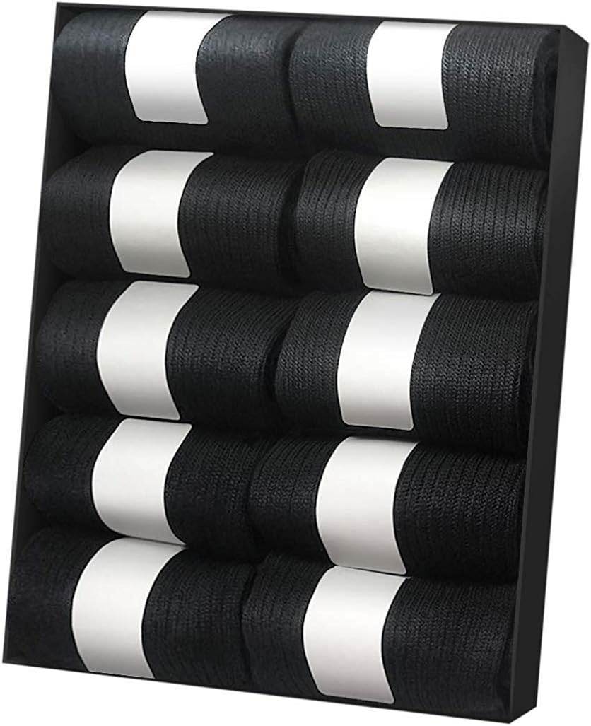 IGRESS Men’s Business Socks, Antibacterial & Odor Resistant, Set of 10 Pairs, 24 - 28 cm, Black