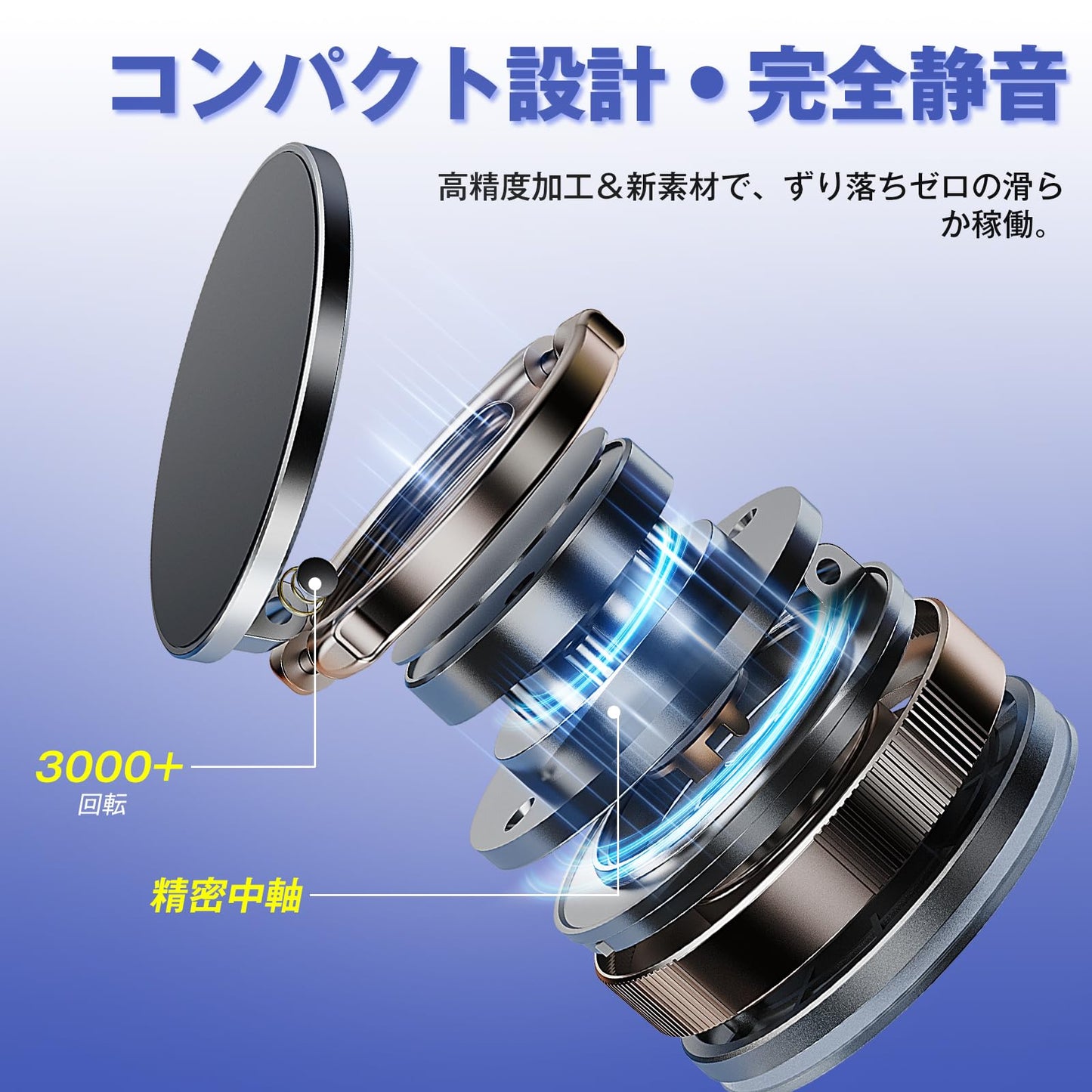 Smartphone Holder, Car Magnet, 2025 Magsafe Holder, 360° Adjustable, Vacuum Suction Cup + Super Strong Magnetic Force, N55 Magnet, Car Accessories, Premium Alloy Material, Car Use, One-Handed