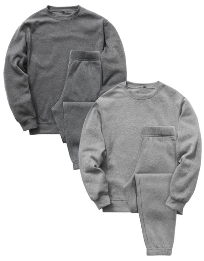 [Nutopia] スウェット 裏起毛 パジャマ メンズ 上下セット 秋冬 ルームウェア ゆったりシルエット 男女兼用 ペアパジャマ 部屋着 セットアップ 防寒 柔らか 裏フリース チャコール ライトグレー 1P/2P/3P