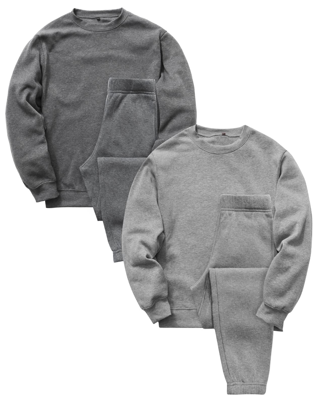 [Nutopia] スウェット 裏起毛 パジャマ メンズ 上下セット 秋冬 ルームウェア ゆったりシルエット 男女兼用 ペアパジャマ 部屋着 セットアップ 防寒 柔らか 裏フリース チャコール ライトグレー 1P/2P/3P