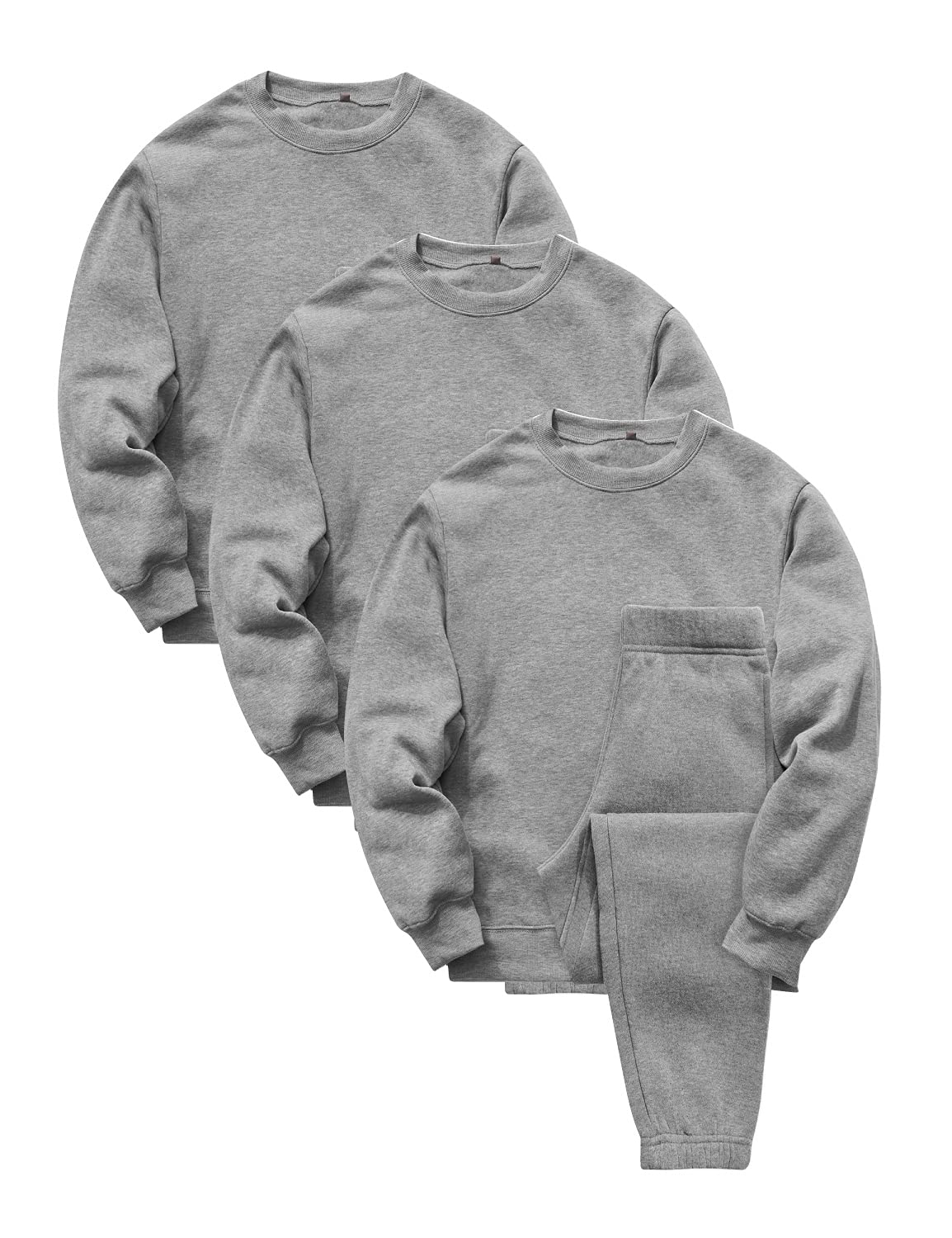 [Nutopia] スウェット 裏起毛 パジャマ メンズ 上下セット 秋冬 ルームウェア ゆったりシルエット 男女兼用 ペアパジャマ 部屋着 セットアップ 防寒 柔らか 裏フリース チャコール ライトグレー 1P/2P/3P