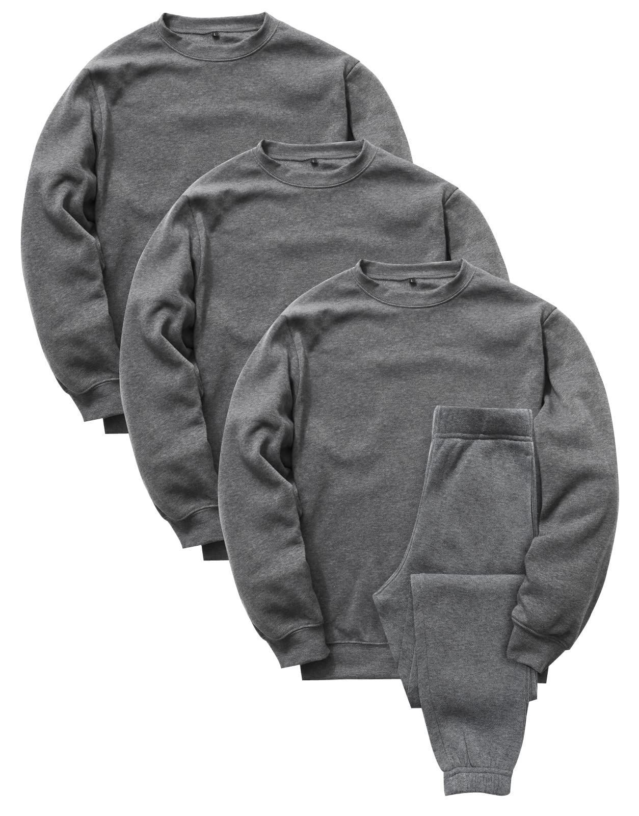 [Nutopia] スウェット 裏起毛 パジャマ メンズ 上下セット 秋冬 ルームウェア ゆったりシルエット 男女兼用 ペアパジャマ 部屋着 セットアップ 防寒 柔らか 裏フリース チャコール ライトグレー 1P/2P/3P