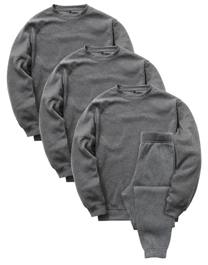 [Nutopia] スウェット 裏起毛 パジャマ メンズ 上下セット 秋冬 ルームウェア ゆったりシルエット 男女兼用 ペアパジャマ 部屋着 セットアップ 防寒 柔らか 裏フリース チャコール ライトグレー 1P/2P/3P