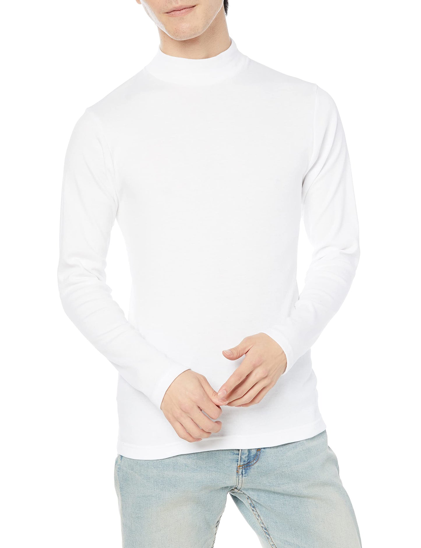 Hanes HM4-Q507A Men's Long T-Shirt, Warm Inner, Cold Protection, Thick Inner High Neck Shirt, Long Sleeve, Warm, 100% Cotton, Long Sleeve Shirt