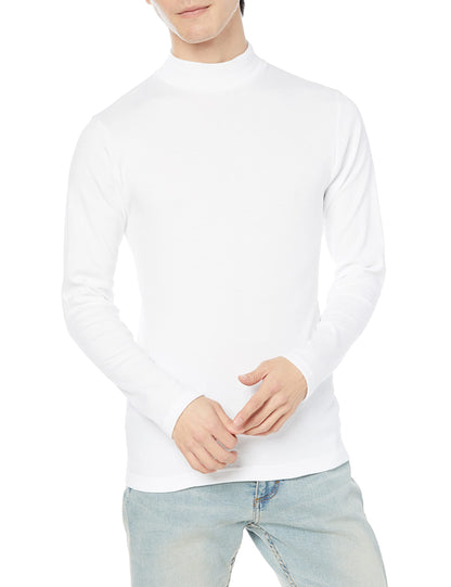 Hanes HM4-Q507A Men's Long T-Shirt, Warm Inner, Cold Protection, Thick Inner High Neck Shirt, Long Sleeve, Warm, 100% Cotton, Long Sleeve Shirt