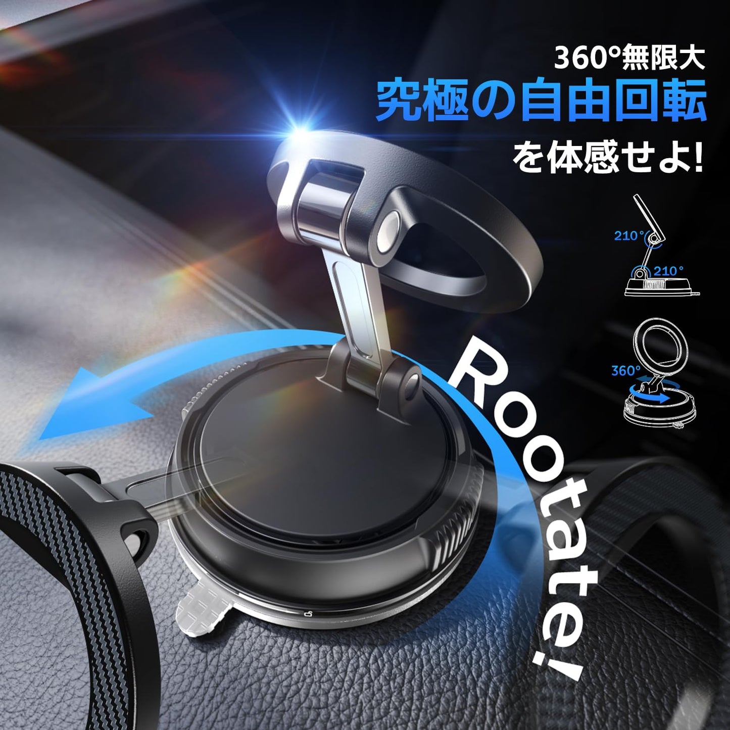 Smart Phone Holder, Car Magnet, Powerful Combination of Vacuum Suction Cup + Magnetic Power, Stability, Mag-safe, 24 x N55 Magnets, Super Car Supplies, In-Car Smartphone Holder, Multi-Angle Freely