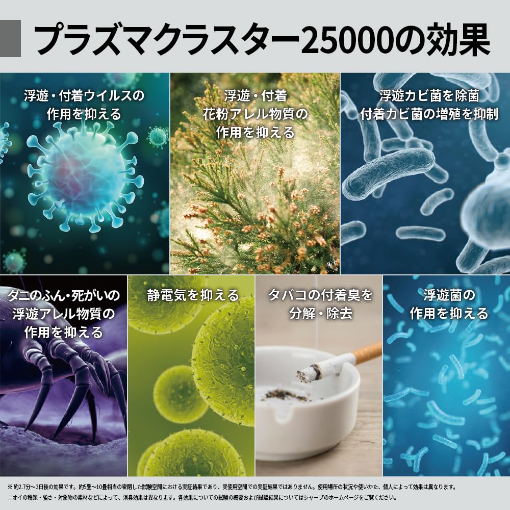 Sharp Air Purifier KC-S50W-W Plasmacluster 7000 Humidification Levitating Virus Pollen Air Purification Recommended Number of Tatami 13 Tatami Amount 16.9 fl oz (500 ml) / h (Amazon.co.jp Limited)