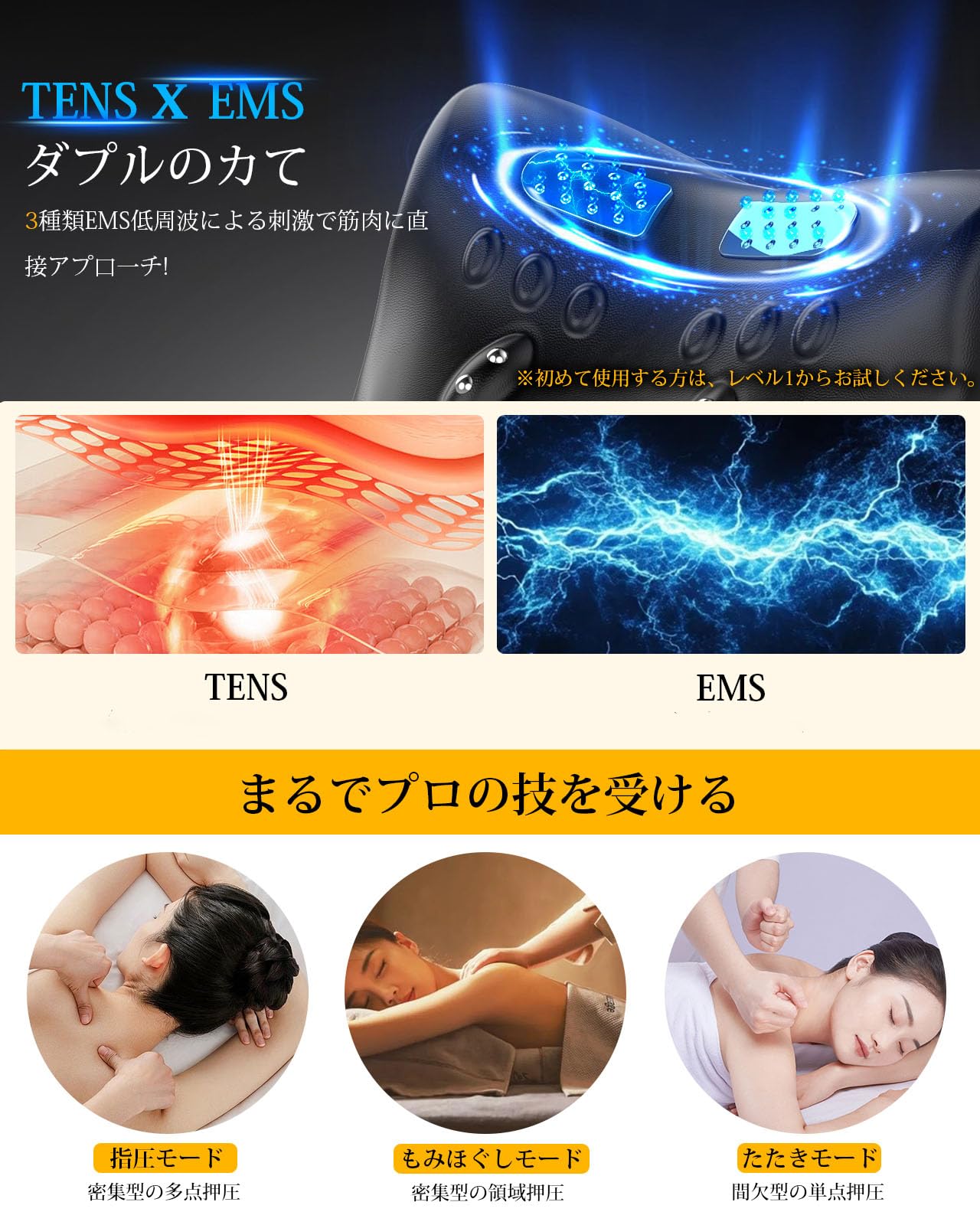 iNZEE Multifunctional Neck Shoulder Pillow, Relaxing (Heat, Vibration, EMS), 3 in 1, Super Function, 3 Levels of Intensity Adjustment, Neck Stretching, Pillow, 15 Minutes a Day, Neck Care, Neck