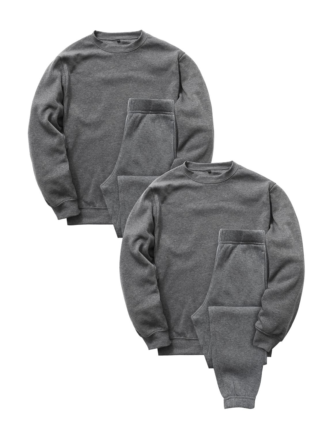 [Nutopia] スウェット 裏起毛 パジャマ メンズ 上下セット 秋冬 ルームウェア ゆったりシルエット 男女兼用 ペアパジャマ 部屋着 セットアップ 防寒 柔らか 裏フリース チャコール ライトグレー 1P/2P/3P