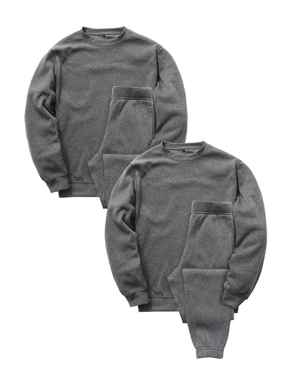 [Nutopia] スウェット 裏起毛 パジャマ メンズ 上下セット 秋冬 ルームウェア ゆったりシルエット 男女兼用 ペアパジャマ 部屋着 セットアップ 防寒 柔らか 裏フリース チャコール ライトグレー 1P/2P/3P