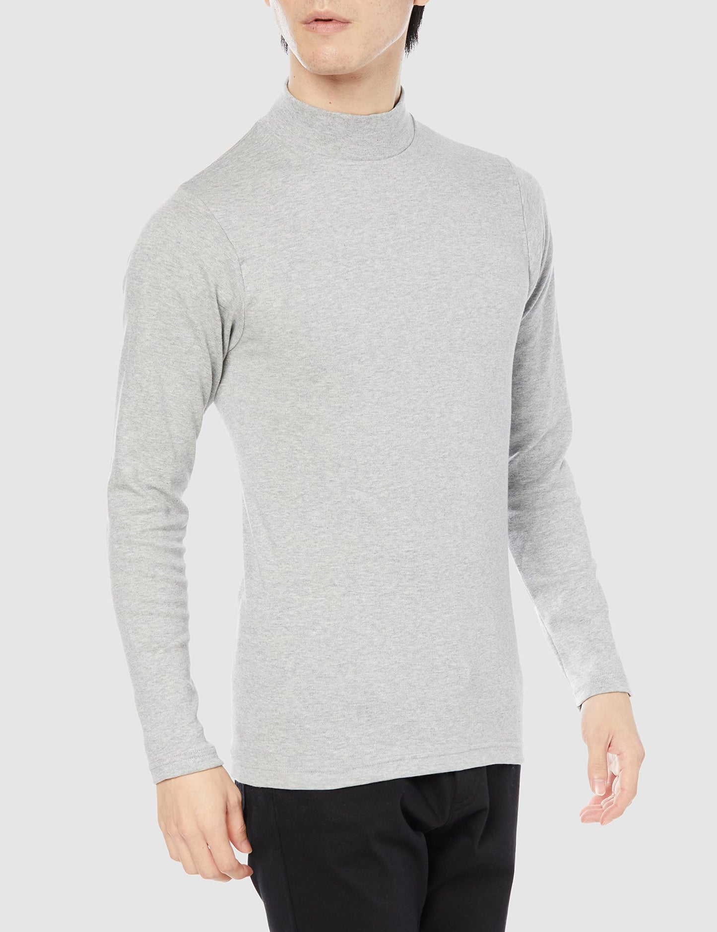 Hanes HM4-Q507A Men's Long T-Shirt, Warm Inner, Cold Protection, Thick Inner High Neck Shirt, Long Sleeve, Warm, 100% Cotton, Long Sleeve Shirt