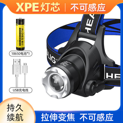 T6 高輝度LEDヘッドライト ズーム式・USB充電・長寿命｜釣り・キャンプ・アウトドア用ヘッドランプ 暗闇を強力に照らす、アウトドア必携の高性能ヘッドライト。 T6高輝度LED搭載で、キャンプや釣り、登山、夜間作業まで幅広く活躍。 ズーム機能＋USB充電式で、使い勝手と耐久性を両立したプロ仕様モデルです。