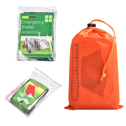 アウトドア用シングルレイヤーテント & 緊急保温ブランケット 登山・災害対策・サバイバル用｜アルミフィルム保温寝袋・エマージェンシーブランケット 自然でも災害時でも、命を守る“緊急保温ギア”。 軽量で携帯しやすいシングルレイヤーテントと、 体温を保持するアルミ保温ブランケット（寝袋タイプ）のセットです。 登山、キャンプ、地震防災、遭難対策に最適。