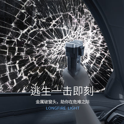 Cross-border multifunctional flashlight car safety hammer flashlight USB charging treasure outdoor home searchlight