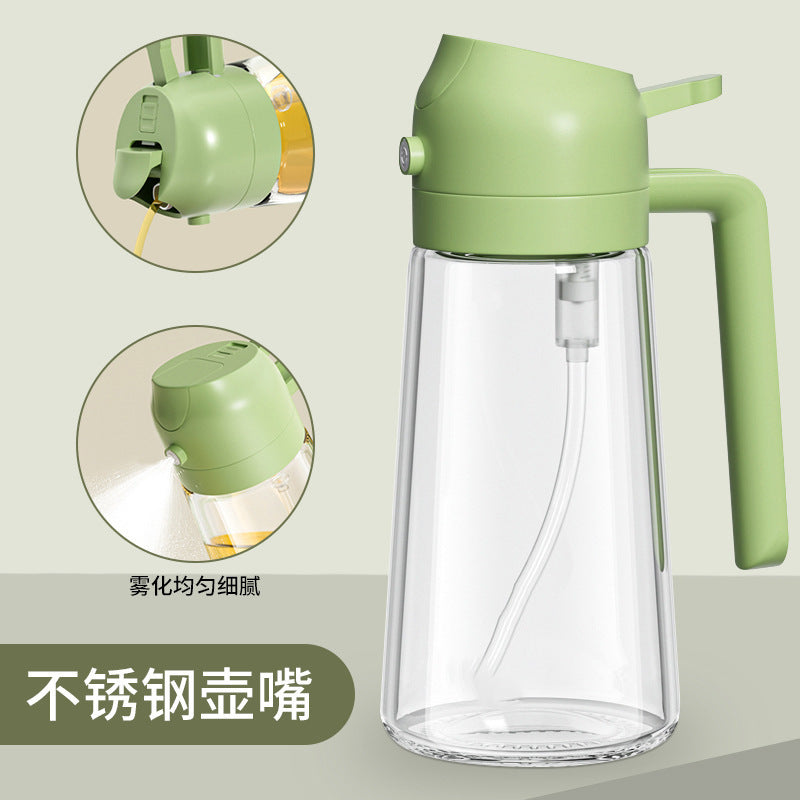 2WAY ガラス製オイルスプレー｜噴霧＆注ぐ 両用・大容量・食品用グレード・多機能プレス式オイラー