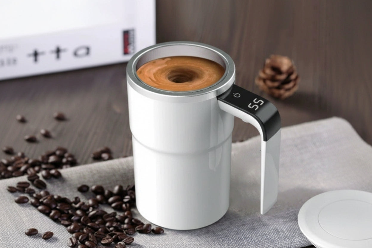🇯🇵 全自動マグカップ – ワンタッチでかき混ぜ完了！☕️