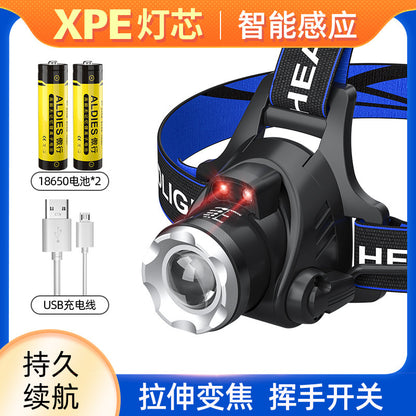 T6 高輝度LEDヘッドライト ズーム式・USB充電・長寿命｜釣り・キャンプ・アウトドア用ヘッドランプ 暗闇を強力に照らす、アウトドア必携の高性能ヘッドライト。 T6高輝度LED搭載で、キャンプや釣り、登山、夜間作業まで幅広く活躍。 ズーム機能＋USB充電式で、使い勝手と耐久性を両立したプロ仕様モデルです。