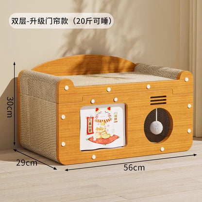 猫の引っ掻き板、猫のベッド、四季、普遍的な耐摩耗性、パン粉を落としにくい、垂直の猫の爪板、傷に強い猫小屋のソファ、傷防止のおもちゃ