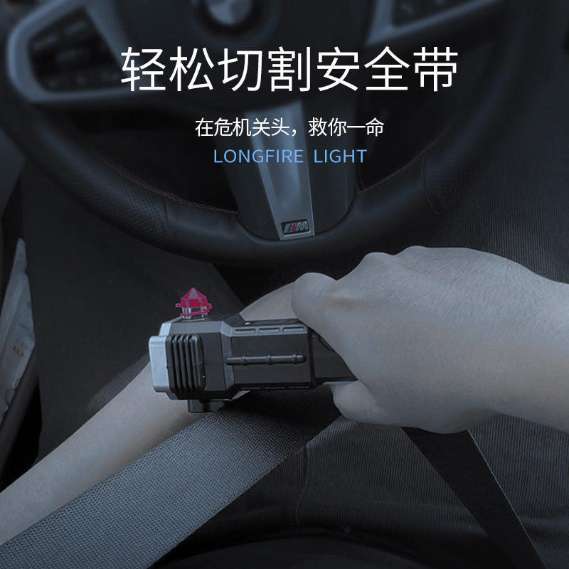 Cross-border multifunctional flashlight car safety hammer flashlight USB charging treasure outdoor home searchlight