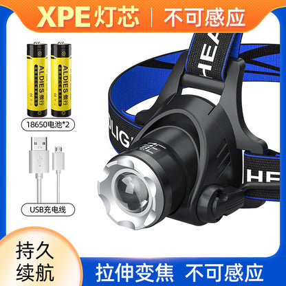 T6 高輝度LEDヘッドライト ズーム式・USB充電・長寿命｜釣り・キャンプ・アウトドア用ヘッドランプ 暗闇を強力に照らす、アウトドア必携の高性能ヘッドライト。 T6高輝度LED搭載で、キャンプや釣り、登山、夜間作業まで幅広く活躍。 ズーム機能＋USB充電式で、使い勝手と耐久性を両立したプロ仕様モデルです。