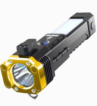 Cross-border multifunctional flashlight car safety hammer flashlight USB charging treasure outdoor home searchlight