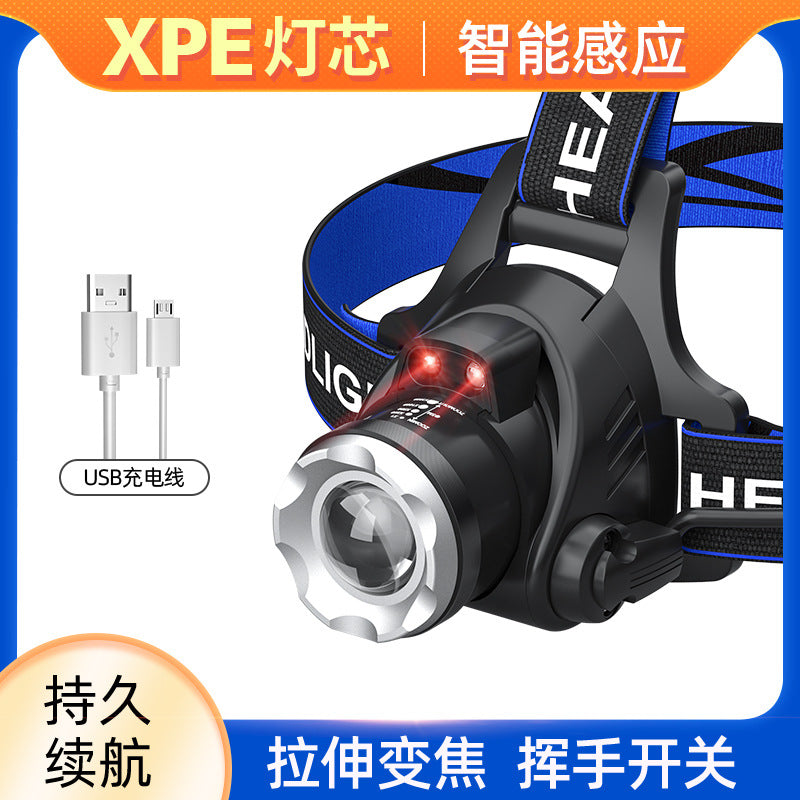 T6 高輝度LEDヘッドライト ズーム式・USB充電・長寿命｜釣り・キャンプ・アウトドア用ヘッドランプ 暗闇を強力に照らす、アウトドア必携の高性能ヘッドライト。 T6高輝度LED搭載で、キャンプや釣り、登山、夜間作業まで幅広く活躍。 ズーム機能＋USB充電式で、使い勝手と耐久性を両立したプロ仕様モデルです。