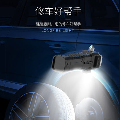 Cross-border multifunctional flashlight car safety hammer flashlight USB charging treasure outdoor home searchlight
