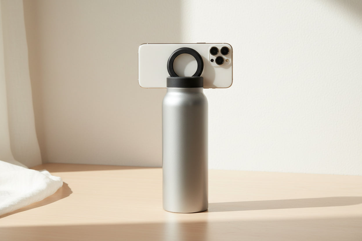 磁気スマホスタンド付き スポーツ用ステンレス製保温・保冷ボトル 大容量 × 最高のパフォーマンス