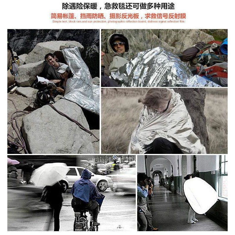 緊急用サバイバルブランケット 防寒・保温・断熱｜使い捨てタイプ｜災害・地震・キャンプ・救急用アルミブランケット 体温をしっかり守る、災害時の必需品。 軽量でコンパクトながら、高い保温・断熱効果を発揮する **緊急用サバイバルブランケット（エマージェンシーブランケット）**です。