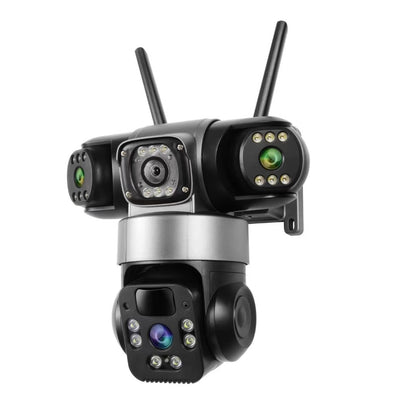 V380Pro トリプルレンズ防犯カメラ 600万画素・トリプルスクリーン表示｜Wi-Fi対応 ホームセキュリティカメラ 1台で“3方向”を同時監視。 高画質600万画素のトリプルレンズ搭載で、死角のないホームセキュリティを実現。 アプリ連動で外出先からでも家の様子を確認できる、次世代スマート防犯カメラです。