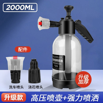 🚗 エアプレッシャー式フォームスプレーヤー｜手動2L 高圧泡スプレー・車用/家庭用・扇形ノズル・透明タンク “洗車がプロ級に。家でも簡単に高圧泡洗浄。” エア圧力で強力噴射！ 車・バイク・家周りの洗浄が一台で完結する 手動式2L高圧フォームスプレーヤー が登場。