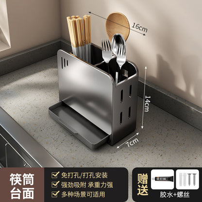 穴あけ不要 壁掛け式キッチンラック｜調味料収納・包丁スタンド・多機能キッチン収納ラック