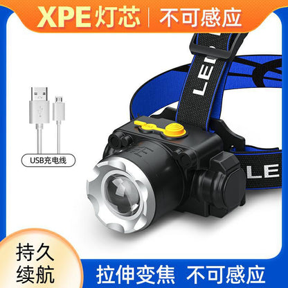 T6 高輝度LEDヘッドライト ズーム式・USB充電・長寿命｜釣り・キャンプ・アウトドア用ヘッドランプ 暗闇を強力に照らす、アウトドア必携の高性能ヘッドライト。 T6高輝度LED搭載で、キャンプや釣り、登山、夜間作業まで幅広く活躍。 ズーム機能＋USB充電式で、使い勝手と耐久性を両立したプロ仕様モデルです。